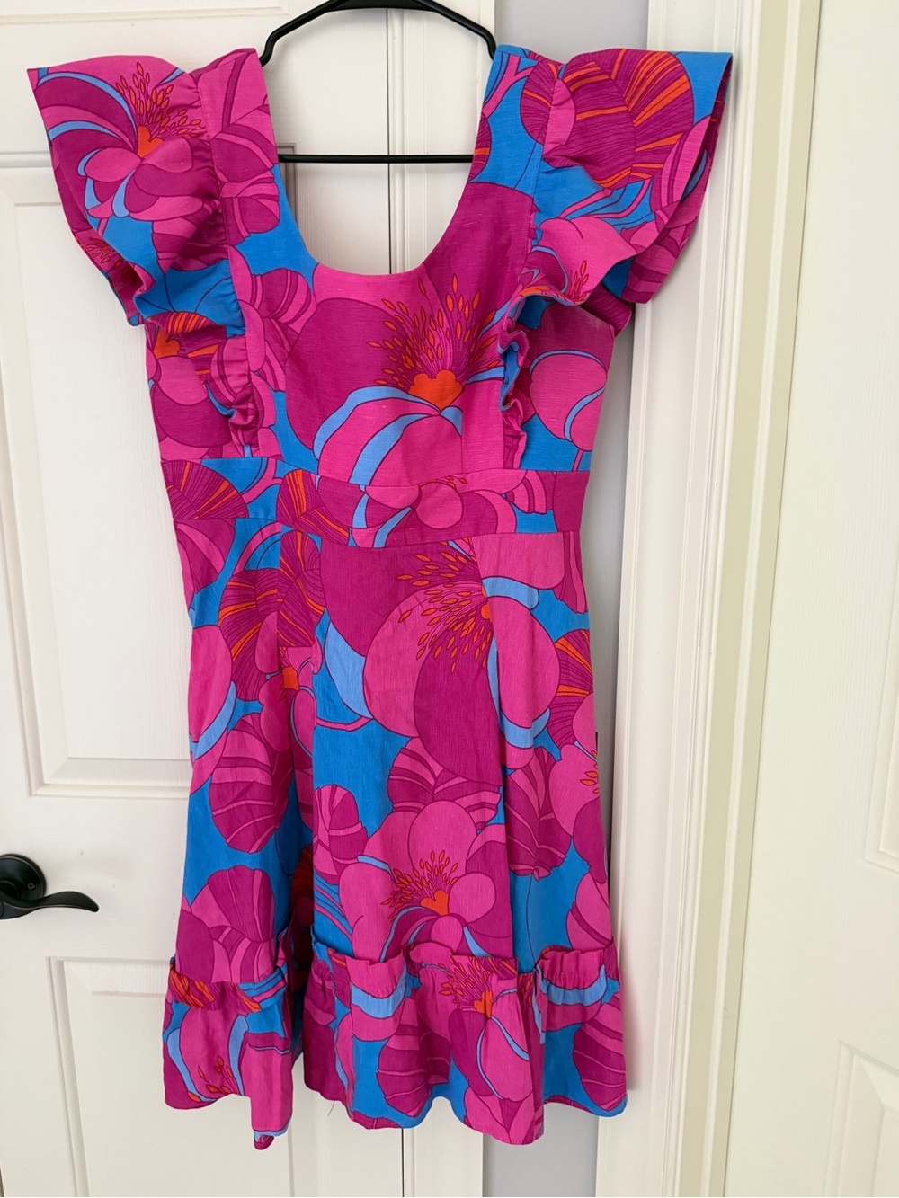 Tuckernuck Pink and Blue Floral Ruffle Mini Dress